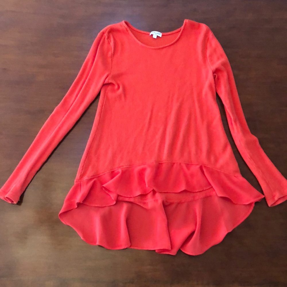 Splendid Girls red hi-lo shirt. Size 10